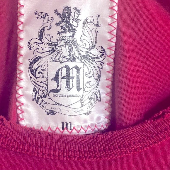 Vintage Pink with Silver Foil Emblem Morphine Generation distressed T-shirt - Picture 4 of 5
